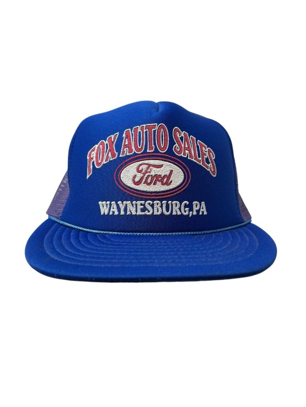 Fox Auto Sales Ford Dealership Waynesburg PA Vtg Retro Trucker Snapback Hat Cap